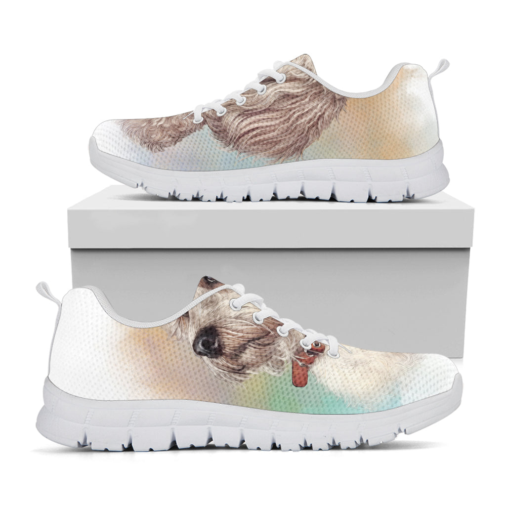 Poodle Portrait Print White Sneakers
