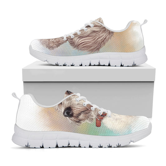 Poodle Portrait Print White Sneakers