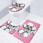 Poodle With Glasses Print 3 Piece Bath Mat Set