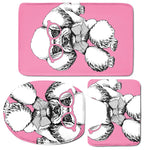 Poodle With Glasses Print 3 Piece Bath Mat Set