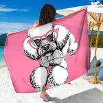 Poodle With Glasses Print Beach Sarong Wrap