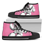 Poodle With Glasses Print Black High Top Shoes