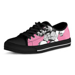 Poodle With Glasses Print Black Low Top Shoes 