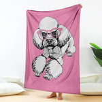 Poodle With Glasses Print Blanket