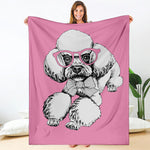 Poodle With Glasses Print Blanket