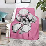 Poodle With Glasses Print Blanket