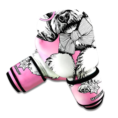 Poodle With Glasses Print Boxing Gloves