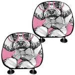 Poodle With Glasses Print Car Headrest Covers