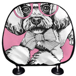Poodle With Glasses Print Car Headrest Covers