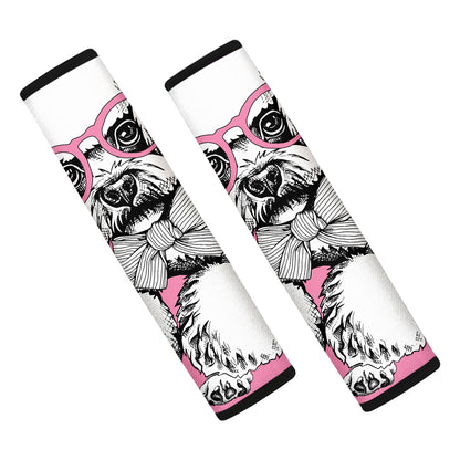 Poodle With Glasses Print Car Seat Belt Covers