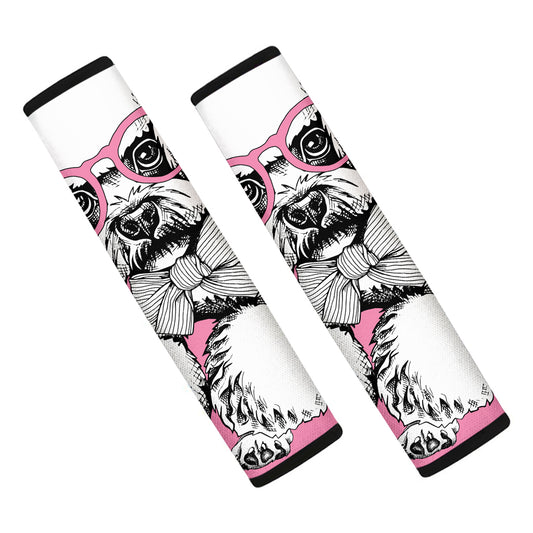 Poodle With Glasses Print Car Seat Belt Covers