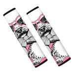 Poodle With Glasses Print Car Seat Belt Covers