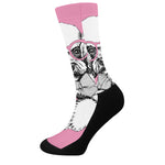 Poodle With Glasses Print Crew Socks