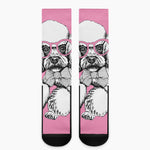 Poodle With Glasses Print Crew Socks