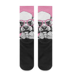 Poodle With Glasses Print Crew Socks