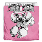 Poodle With Glasses Print Duvet Cover Bedding Set