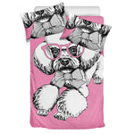 Poodle With Glasses Print Duvet Cover Bedding Set