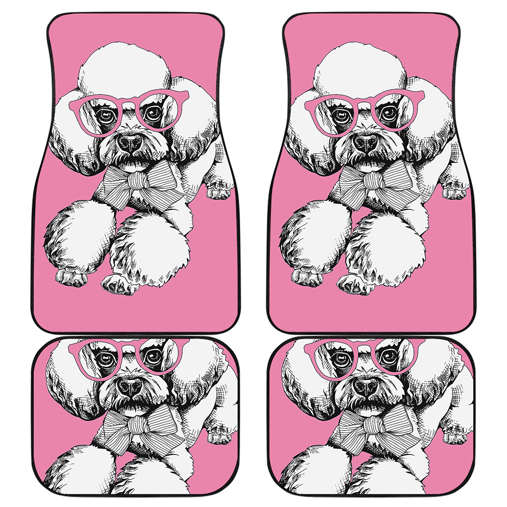 Poodle With Glasses Print Front and Back Car Floor Mats