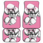 Poodle With Glasses Print Front and Back Car Floor Mats