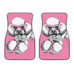 Poodle With Glasses Print Front Car Floor Mats