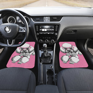 Poodle With Glasses Print Front Car Floor Mats