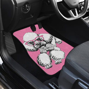 Poodle With Glasses Print Front Car Floor Mats