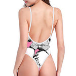 Poodle With Glasses Print High Cut One Piece Swimsuit