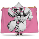 Poodle With Glasses Print Hooded Blanket