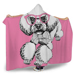 Poodle With Glasses Print Hooded Blanket