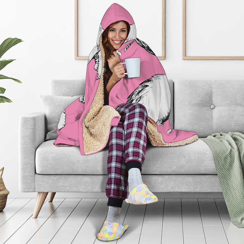 Poodle With Glasses Print Hooded Blanket