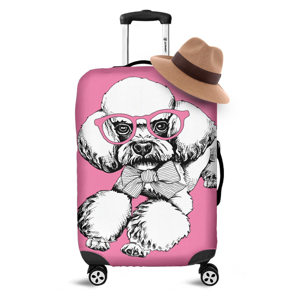 Poodle With Glasses Print Luggage Cover