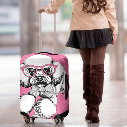 Poodle With Glasses Print Luggage Cover