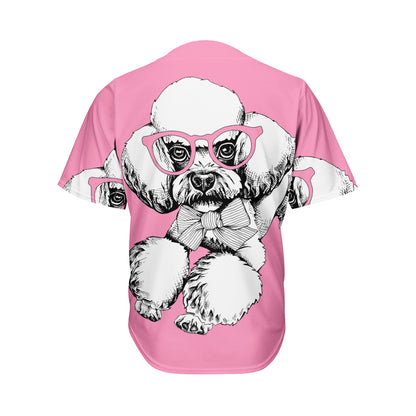 Poodle With Glasses Print Men's Baseball Jersey