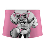 Poodle With Glasses Print Men's Boxer Briefs
