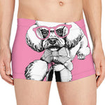 Poodle With Glasses Print Men's Boxer Briefs