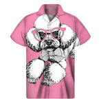 Poodle With Glasses Print Men's Short Sleeve Shirt