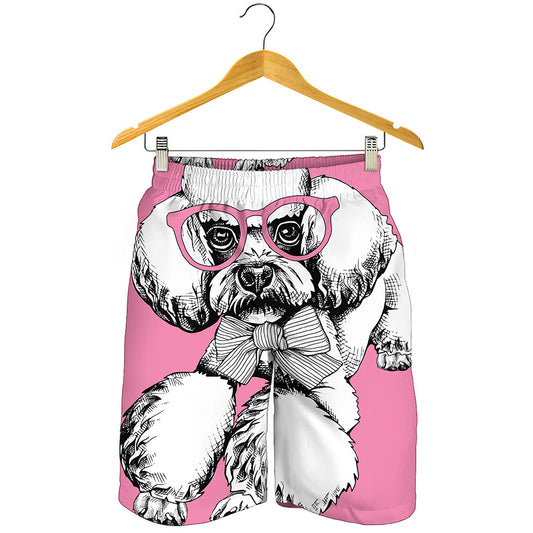 Poodle With Glasses Print Men's Shorts