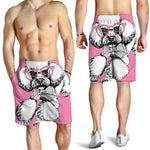 Poodle With Glasses Print Men's Shorts