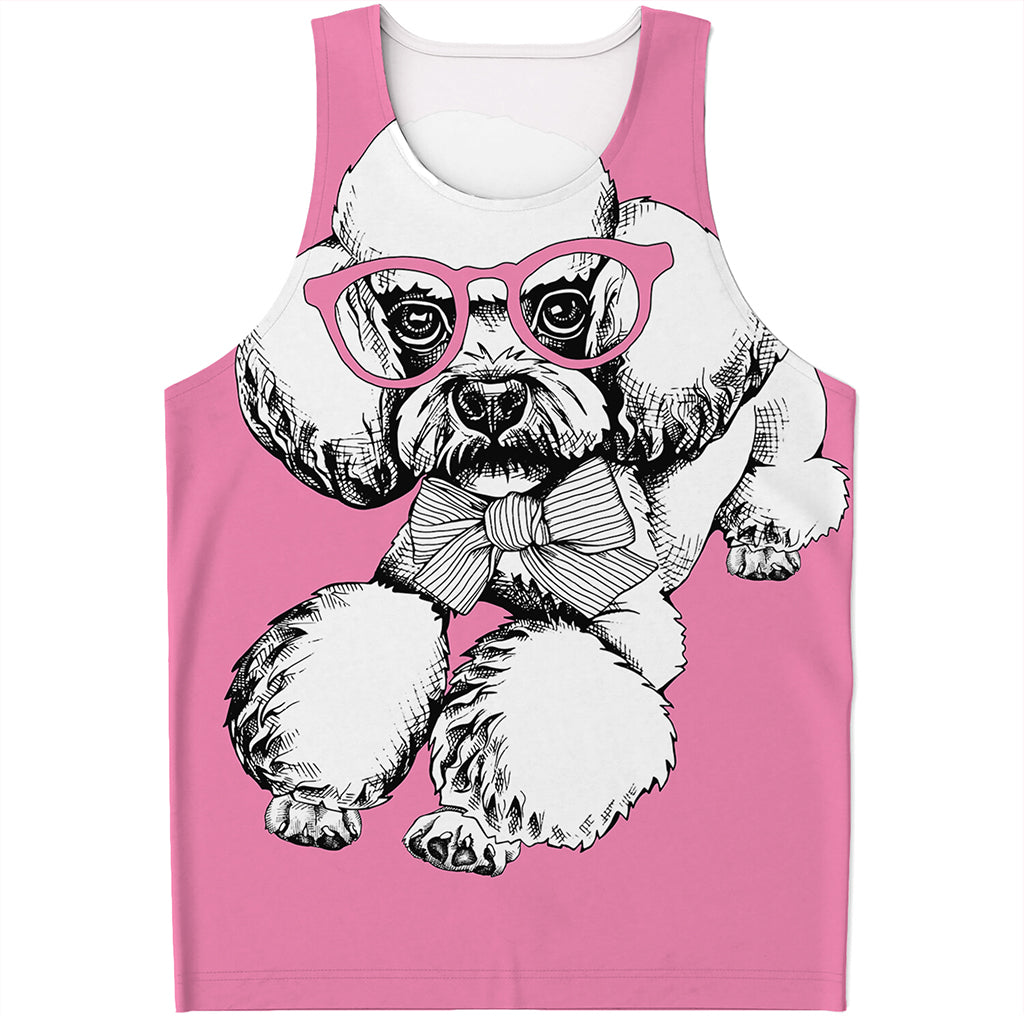 Poodle With Glasses Print Men's Tank Top