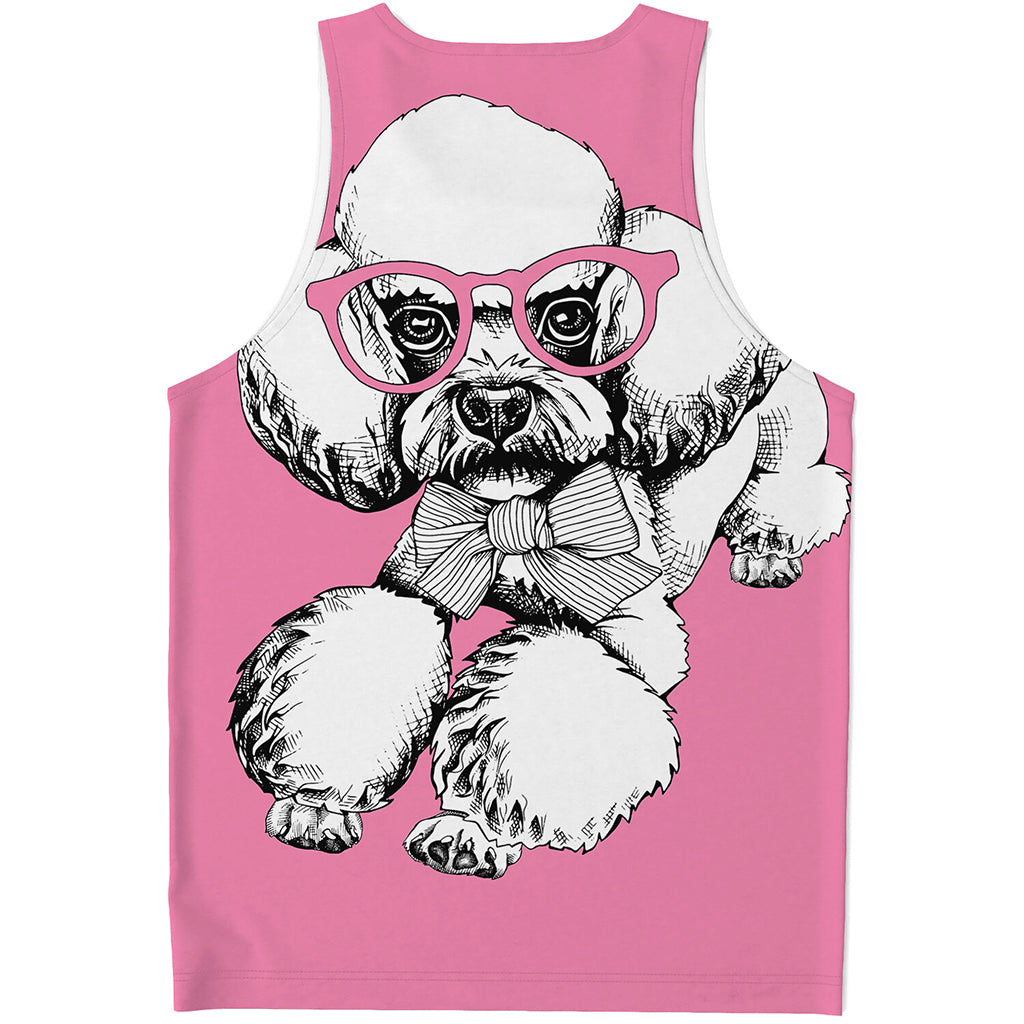 Poodle With Glasses Print Men's Tank Top