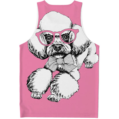 Poodle With Glasses Print Men's Tank Top