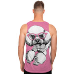 Poodle With Glasses Print Men's Tank Top