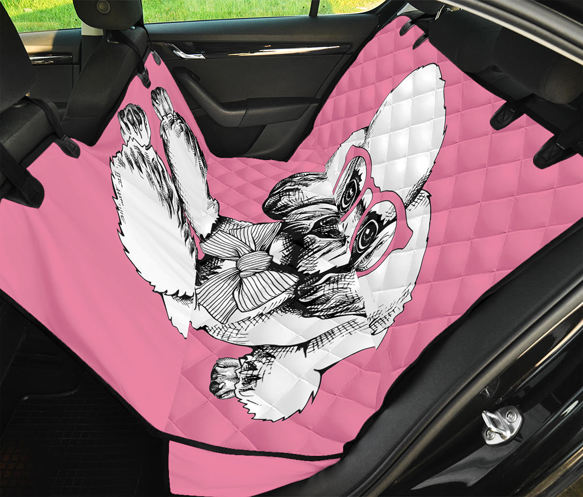 Poodle With Glasses Print Pet Car Back Seat Cover