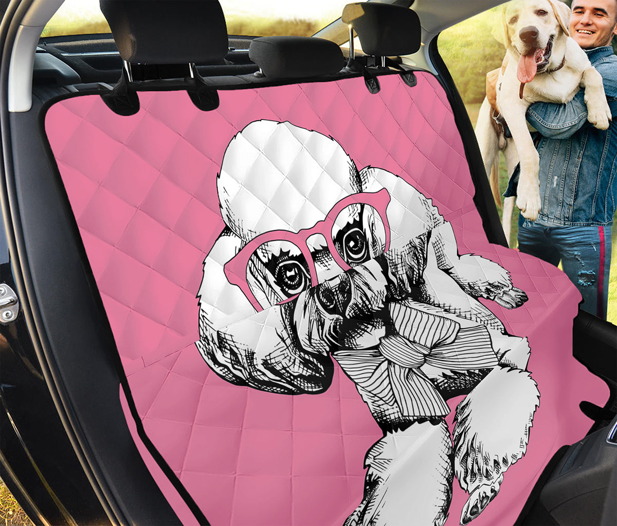 Poodle With Glasses Print Pet Car Back Seat Cover