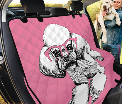 Poodle With Glasses Print Pet Car Back Seat Cover