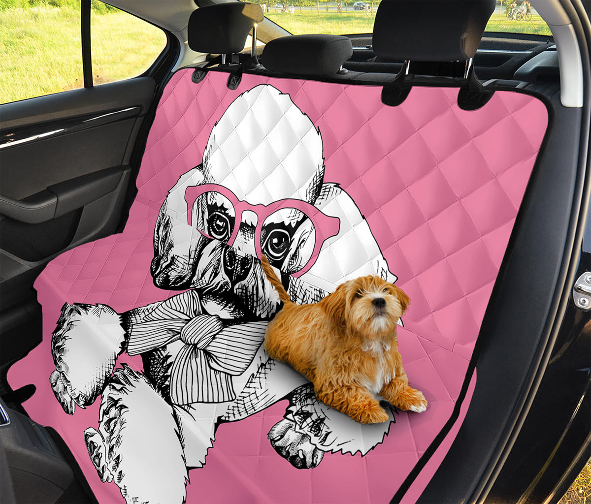 Poodle With Glasses Print Pet Car Back Seat Cover
