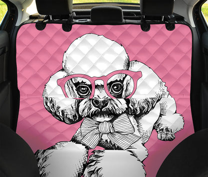 Poodle With Glasses Print Pet Car Back Seat Cover