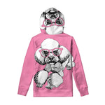Poodle With Glasses Print Pullover Hoodie