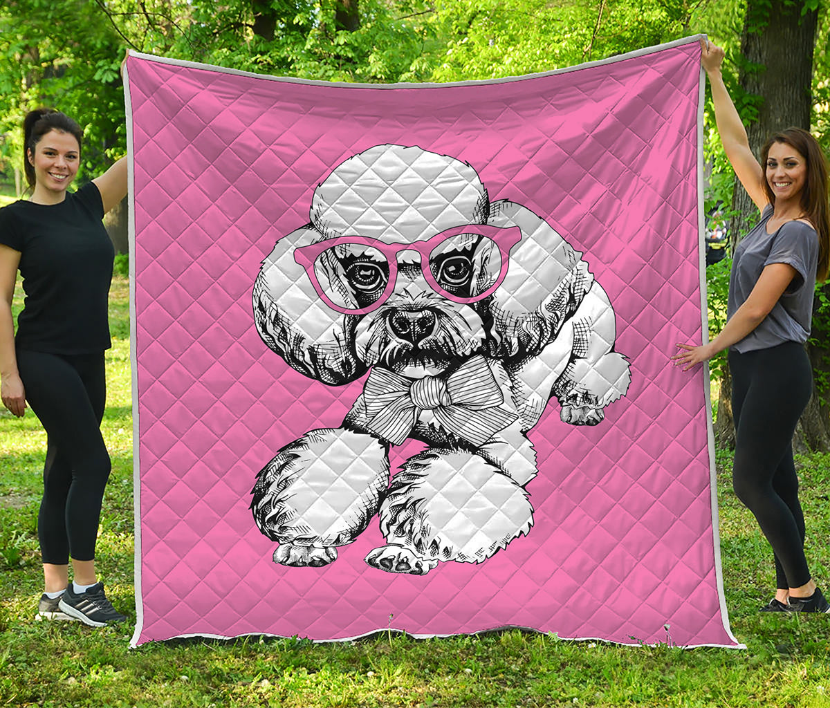 Poodle With Glasses Print Quilt