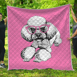 Poodle With Glasses Print Quilt